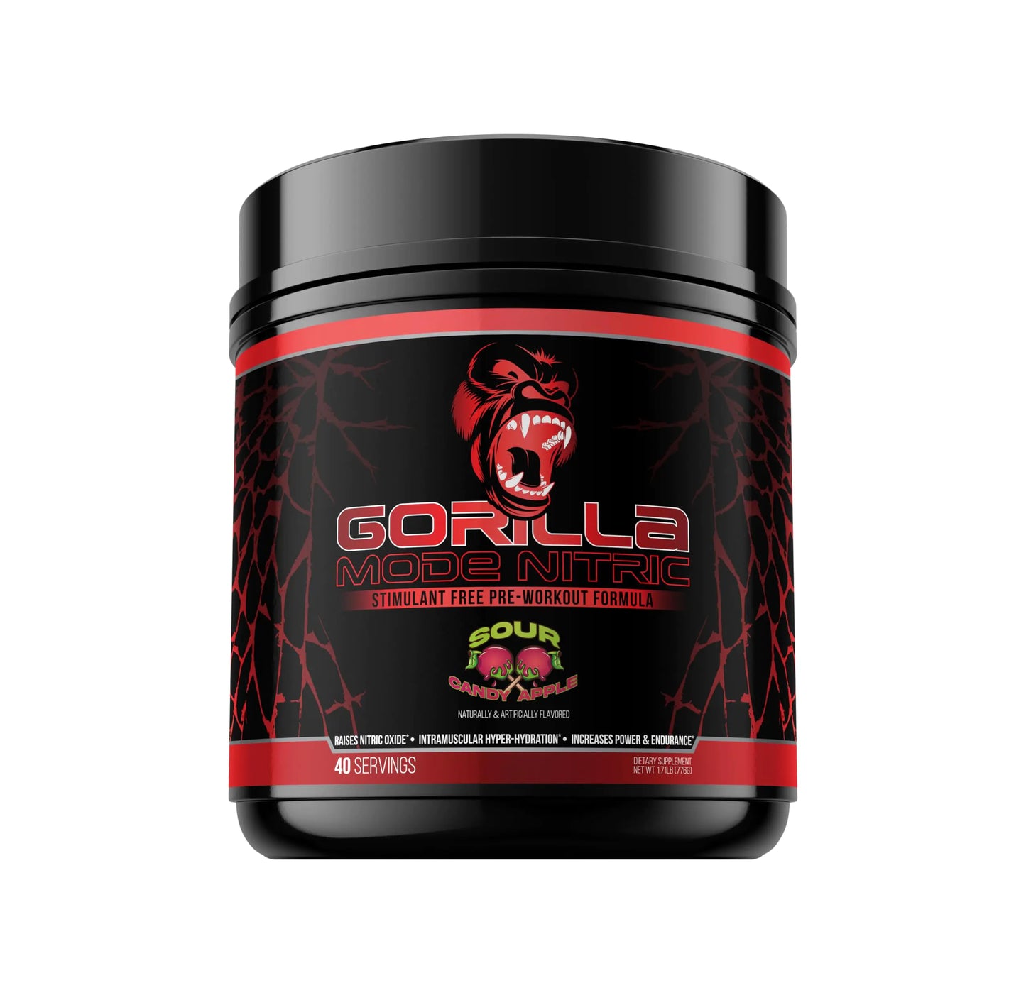 GORILLA MODE X PRISM Nitric Stimulant Free Pre-Workout – Best Tasting and Most Effective Stimulant Free Pre-Workout/Massive Pumps · Vasodilation · Power / 776 Grams (Sour Candy Apple)
