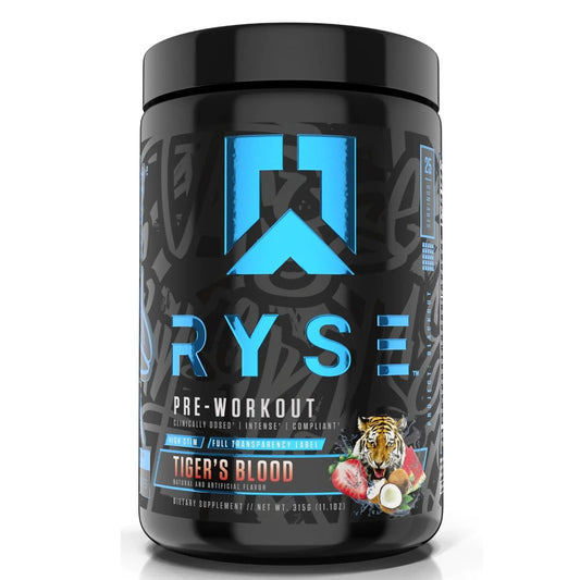 Ryse Project Blackout Pre Workout | Pump Energy and Strength| with Caffeine Vitacholine Nitrates and Theobromine | 25 Servings (Tigers Blood)