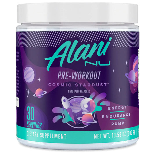 ALANI X PRISM Nu Pre Workout Powder Cosmic Stardust Amino Energy Boost Endurance Supplement Sugar Free 200mg Caffeine L-Theanine Beta-Alanine Citrulline 30 Servings