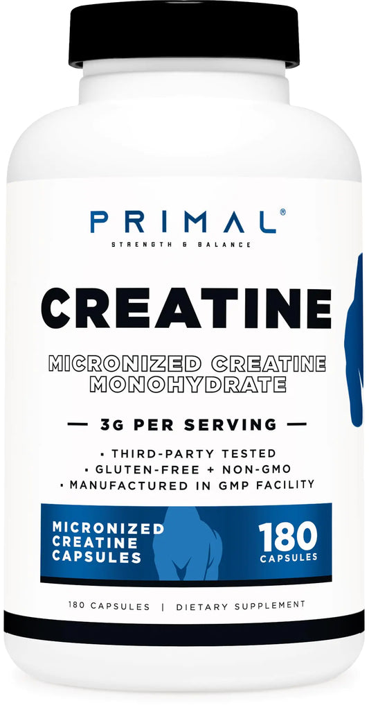 PRIMAL X PRISM Creatine Monohydrate (3000 Mg 180 Caps) - Gluten-Free Non-GMO