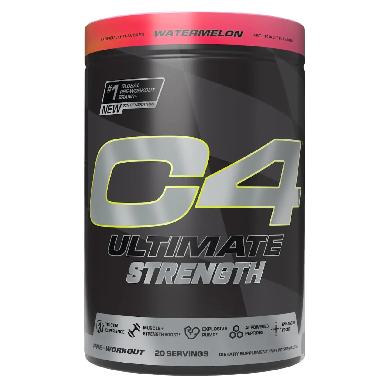 C4 X PRISM Ultimate Strength Pre Workout Powder - Tri-Stim Experience 300mg Caffeine+TeaCrine+Dynamine - Creatine & Beta-Alanine - Energy Supplement for Men & Women - Watermelon 20 Servings